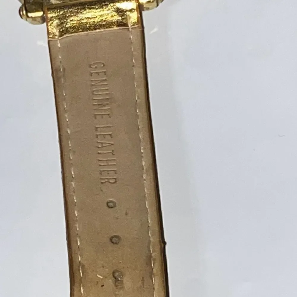 Futura Women's‎ Gold Tone Floating Rhinestone Leather Band Quartz Watch OS